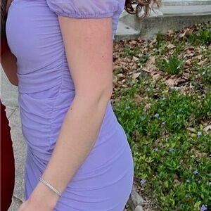 Lilac Ruched Bodycon Dress - Women